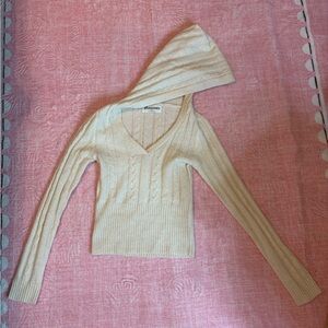 No Boundaries Cream V-Neck Cable Knit Sweater